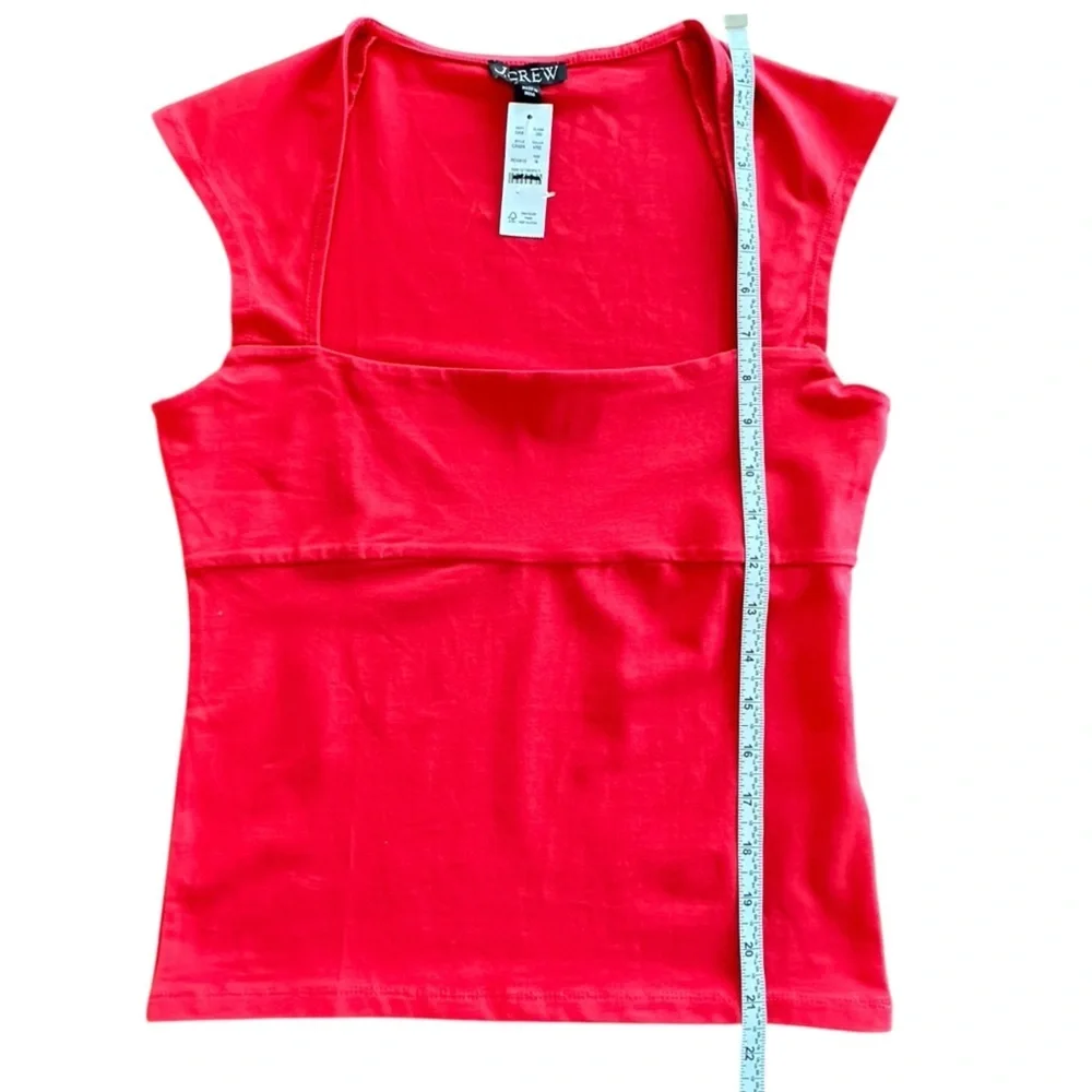 NEW J. CREW‎ Squareneck cap-sleeve top in stretch cotton blend red Size Medium - Picture 5 of 7